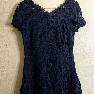 Navy Blue Mini Lace Dress